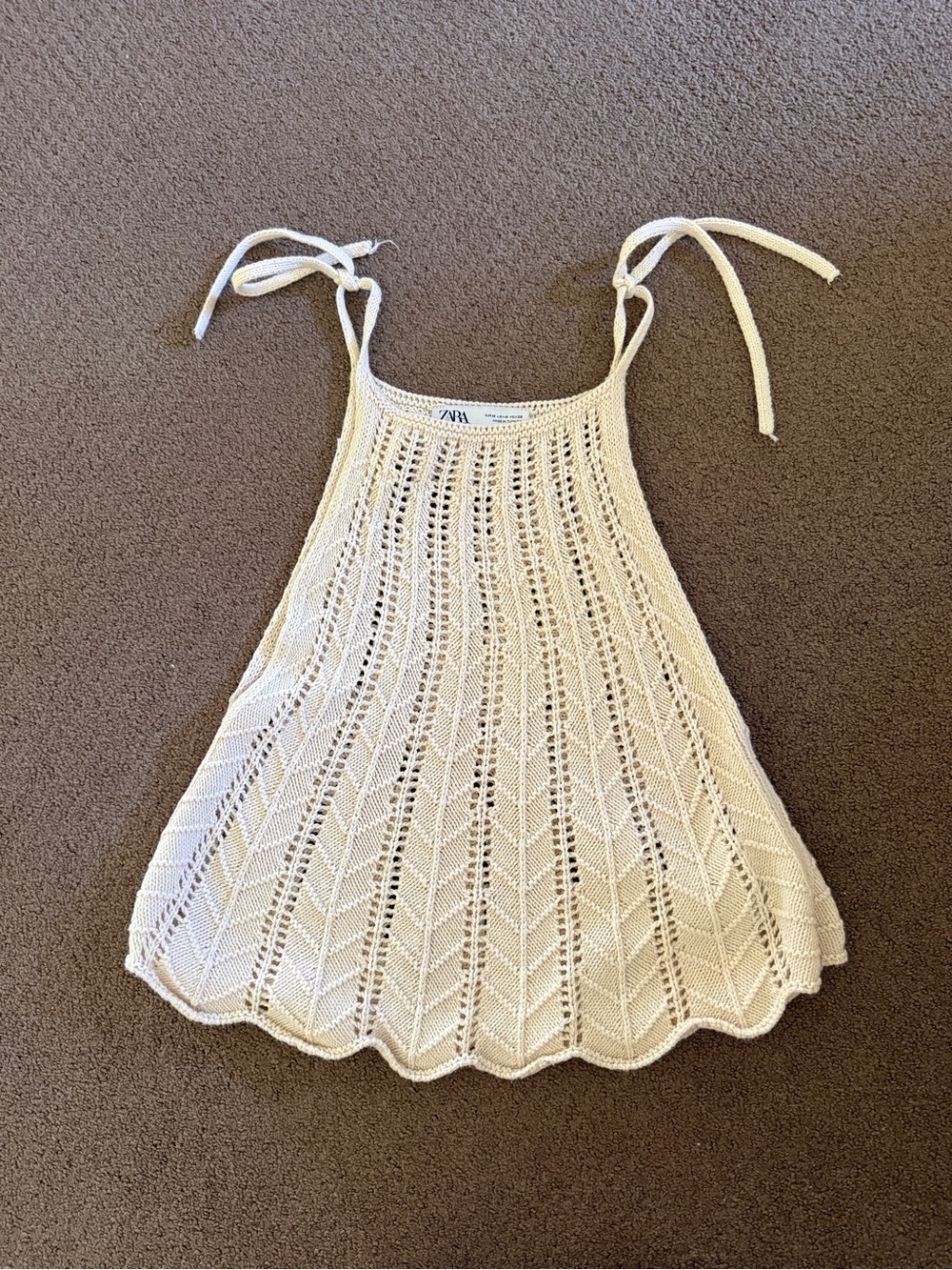 Zara Cream Crochet Tie-Strap Tank